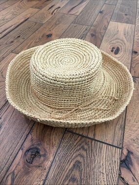 Chico's Natural Raffia Wide-Brim Straw Hat